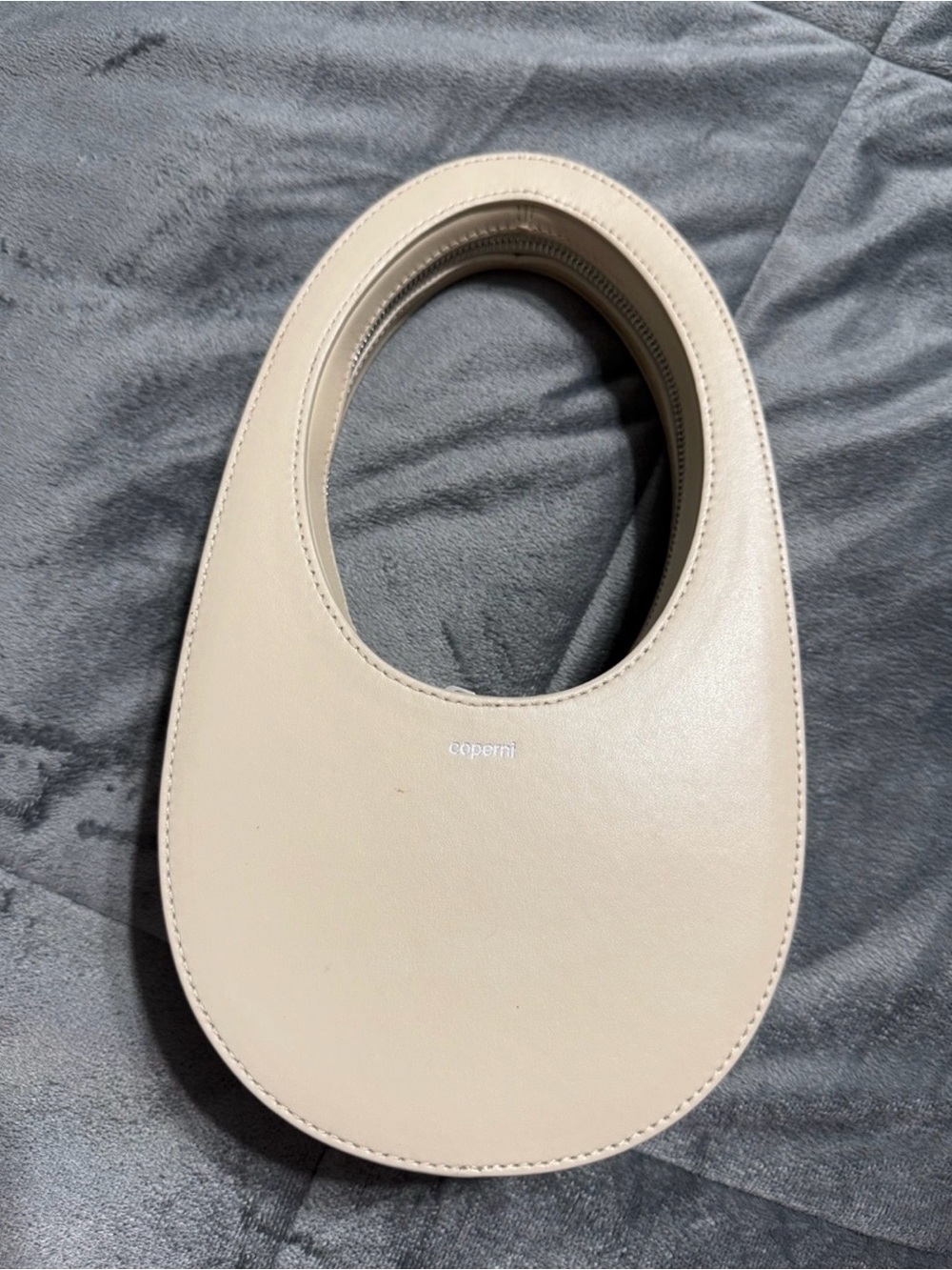 Coperni Cream Oval-Handle Mini Leather Bag
